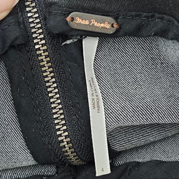 Free People Black Denim Stretch Mini Skirt Women's Size 4 Preppy Minimalist - Picture 3 of 7